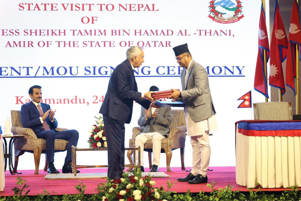नेपाल र कतारबीच आठ वटा समझदारी पत्रमा हस्ताक्षर