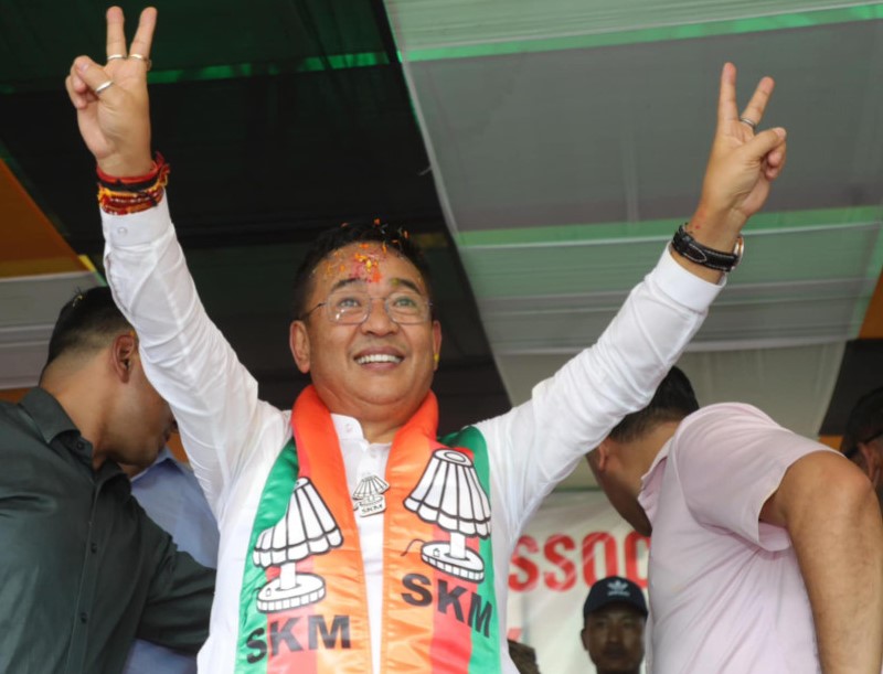 सिक्किम विधानसभामा ३२ मध्ये ३१ सीट जित्यो तामाङ नेतृत्वको एसकेएम पार्टीले