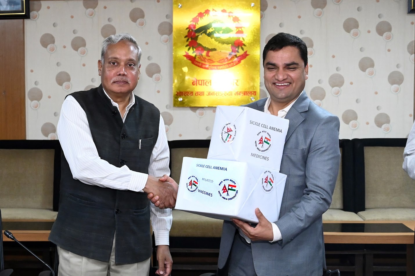भारत सरकारद्वारा नेपाललाई सिकल सेल र थालेसिमियाको खोप हस्तान्तरण